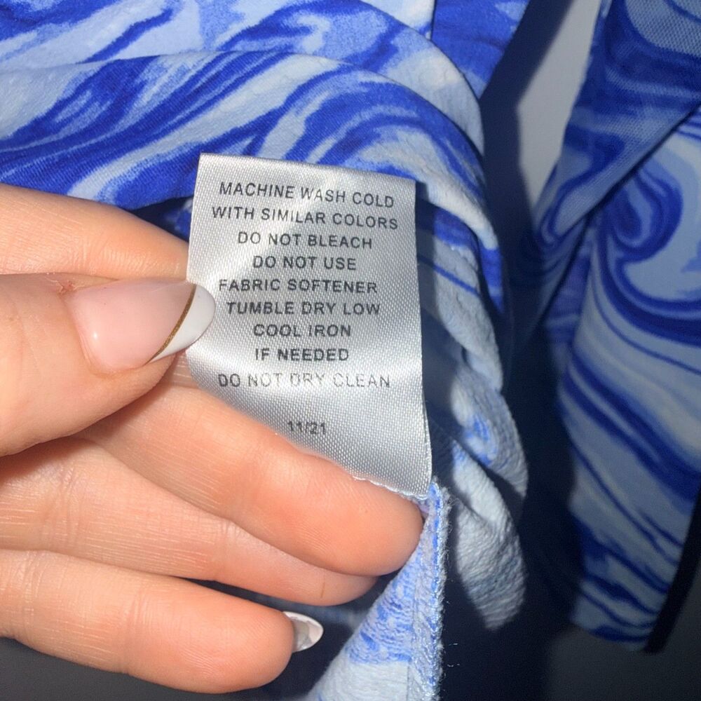 IBKUL Long Sleeve All Over Print Quarter Zip Golf Shirt - Blue/White L - Picture 6 of 6